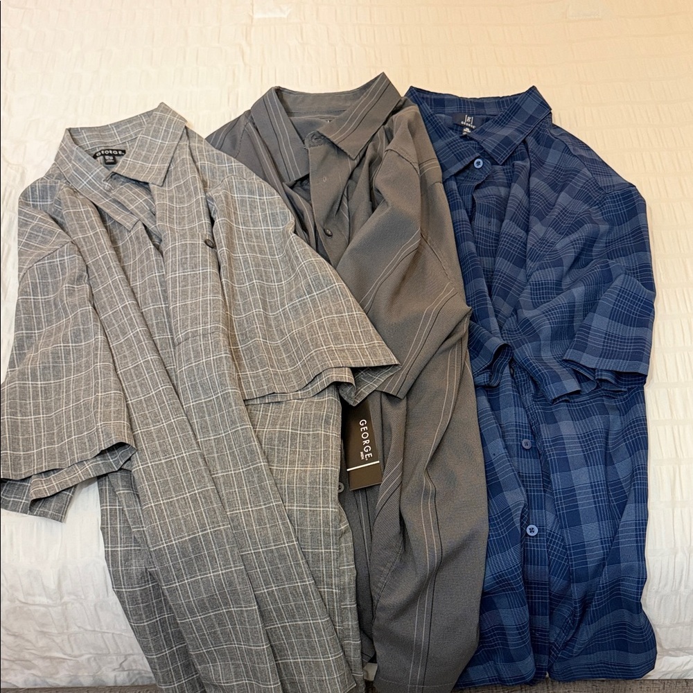 George Men's Casual Gray and Blue Button Down Shirts